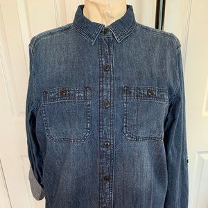 Lands End Chambray button front shirt - Petite 14